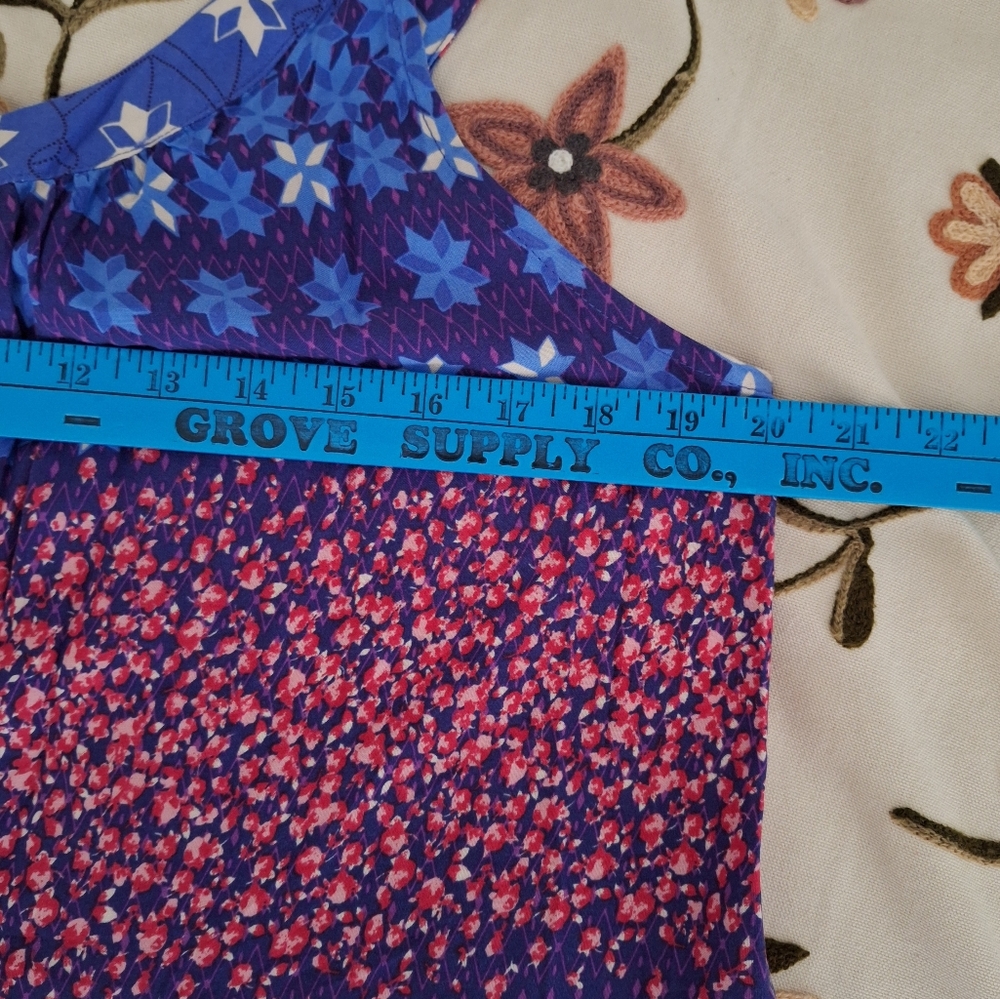 Easel Vibrant Blue and Pink Patterned Jumpsuit NWOT - Picture 5 of 6